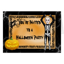 Halloween kids Fractal Invitation template Greeting Cards