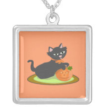 Halloween Kitty Personalized Necklace