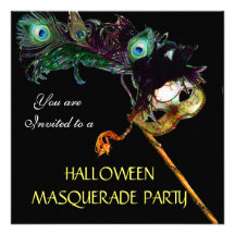HALLOWEEN MASQUERADE PARTY,Black yellow blue Custom Invites
