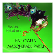 HALLOWEEN MASQUERADE PARTY Green yellow black blue Custom Invite