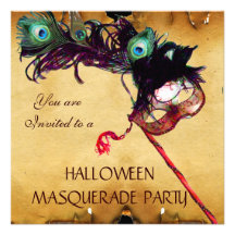 HALLOWEEN MASQUERADE PARTY parchment Custom Invitation