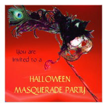 HALLOWEEN MASQUERADE PARTY, Red Invite