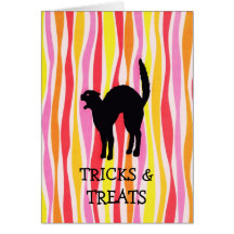 HALLOWEEN MEOW, TRICKS & TREATS GREETING CARDS