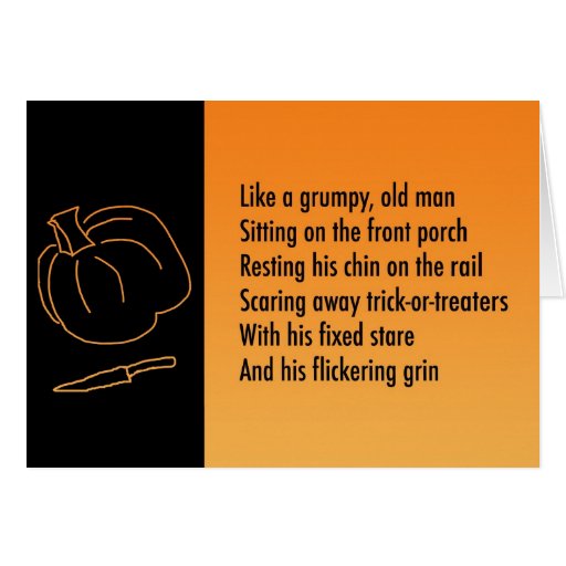 Halloween Metaphor Poem Card Jackolantern Zazzle