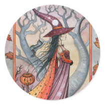 Halloween Mystic Witch by Molly Harrison Round Sticker