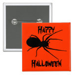 Halloween Orange Black Creepy Spider Button