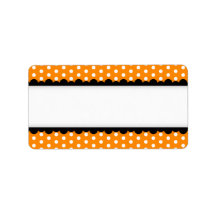 Halloween orange polka dots black scalloped border personalized address labels
