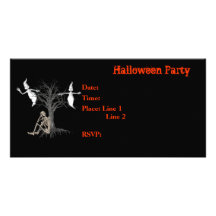 Halloween Party Invitation Skeleton Ghosts Card Photo Cards