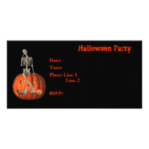 Halloween Party Invitation Skeleton Pumpkin Card Picture Card