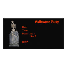Halloween Party Invitation Skeleton Tombstone Card Photo Card Template