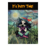 Halloween Party Invitations Witch and Cat