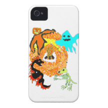 Halloween party: monsters around fire Case-Mate iPhone 4 case