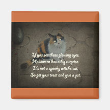 Halloween Poem - Calico Cat Magnet