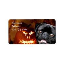 Halloween Pug Dog Personalized Address Label
