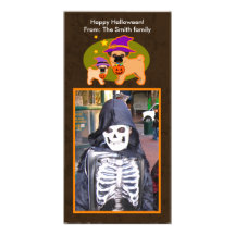 Halloween pugs customized photo card