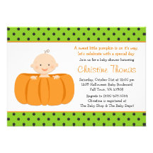 Halloween Pumpkin Baby Shower Invitation