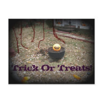 halloween pumpkin in black vignette postcard