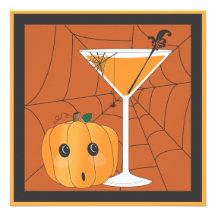 Halloween Pumpkin Martini Cocktail Invitation