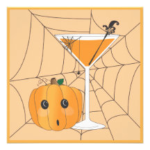 Halloween Pumpkin Martini Cocktail Invitation