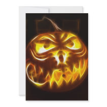 Halloween Pumpkin on Flames Invitations