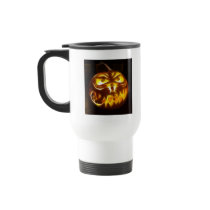 Halloween Pumpkin on Flames Coffee Mugs