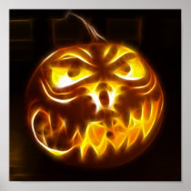 Halloween Pumpkin on Flames Print