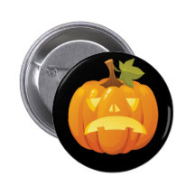 Halloween Pumpkin Smiley Button