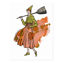 Halloween pumpkin witch postcards