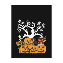 Halloween Pumpkins, Black Birds and Pug Dog