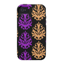 halloween purple orange black damask iPhone 4 cover