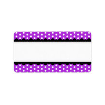 Halloween purple polka dots black scalloped border personalized address labels