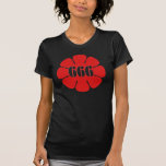 Halloween Red 666 Flower and Hearts Black T-shirt