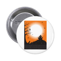 Halloween Scene Pinback Button