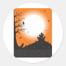 Halloween Scene Round Sticker