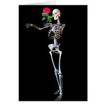 Halloween Skeleton With Rose Greeting Card