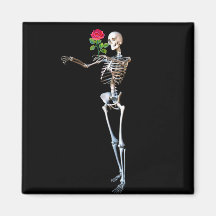 Halloween Skeleton With Rose Magnet