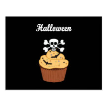 Halloween Skull and Bats Postcards