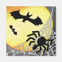 HALLOWEEN SPIDERS & BATS Sq Magnet