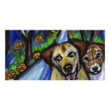 Halloween spooky dogs photo card template