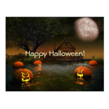 Halloween Spooky Scenes Postcard