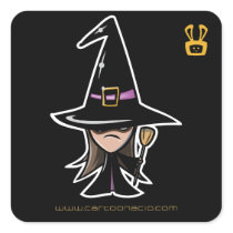 Halloween Stickers - Cute Cartoon Witch with Broom stickers