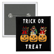 Halloween Trick or Treat Pug Dogs Buttons