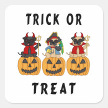 Halloween Trick or Treat Pug Dogs Sticker