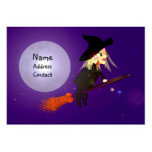 Halloween Wireless Witch - Chubby Size Business Card Template