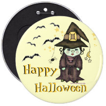 Halloween Witch Button