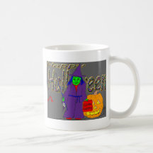 Halloween witch fishing with gummi worms for kids coffee mugs