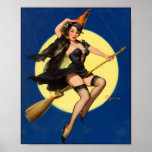 Halloween Witch Pin Up Girl Poster