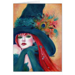 Halloween Witch with Feather card by Renee Lavoie