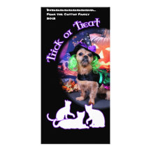 Halloween - YorkiePekeX -Clara Personalized Photo Card