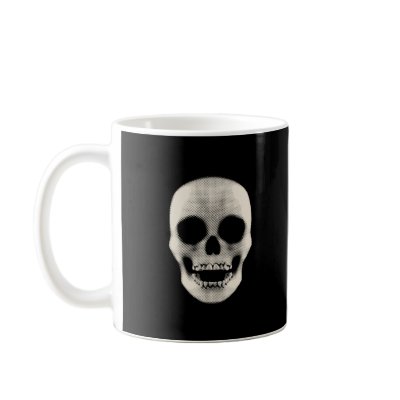 Haltone Skull: Vector Artwork: Coffee Mugs by spiritswitchboard